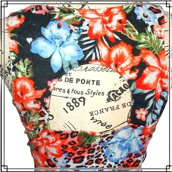 Love Floral Leopard Print Cropped Half Shirt Size XL - Picture 7 of 8